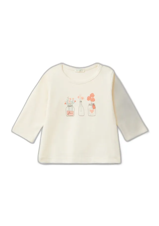 Benetton T-Shirt M/L Maglietta Neonato Cotone Organico