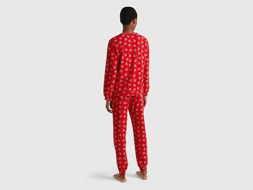 Benetton Set Pigiama Donna Manica Lunga Cotone Taglia L Fantasia