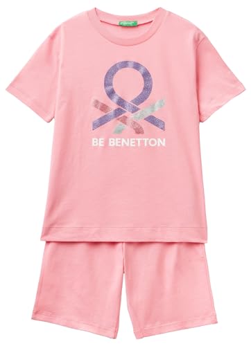 Benetton 30960p06s Pigiama Bambino Corto T-Shirt+Short Blu
