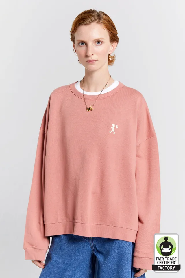 Karen Walker Tees Embroidered Runaway Girl felpa rose cotone bio