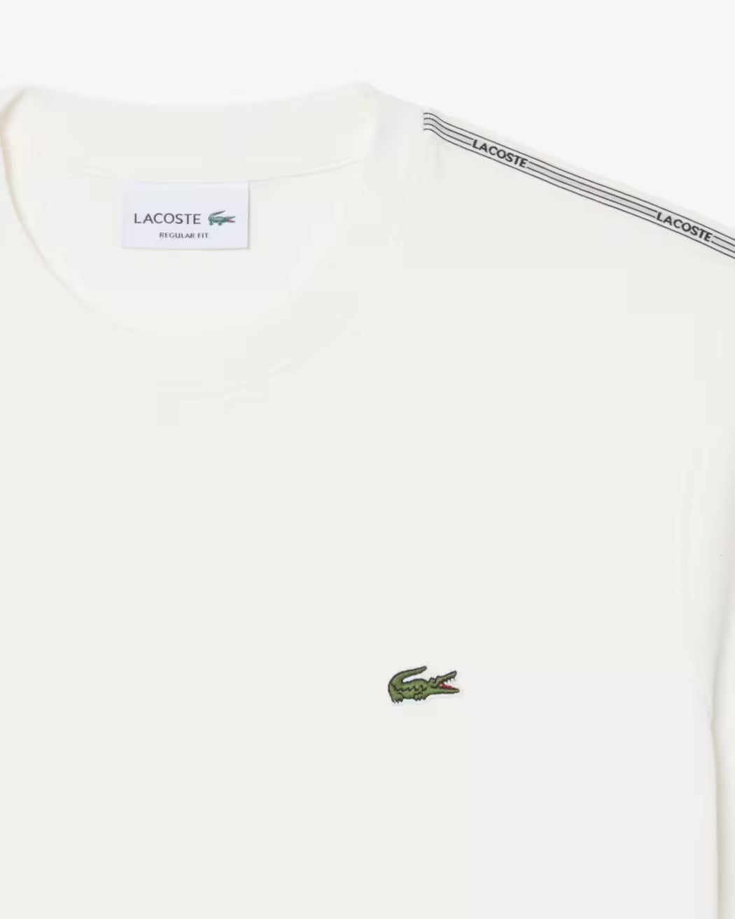 Lacoste TH0888 t-shirt uomo bianco jersey cotone banda logo