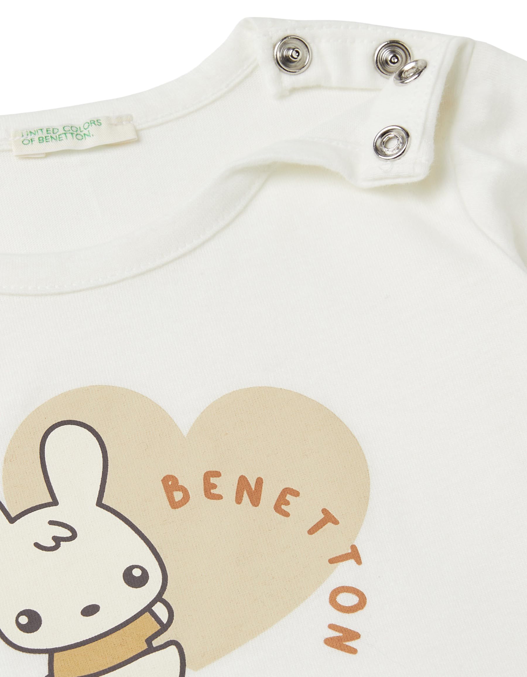 Benetton T-shirt bimbo manica lunga 74 bianco cotone