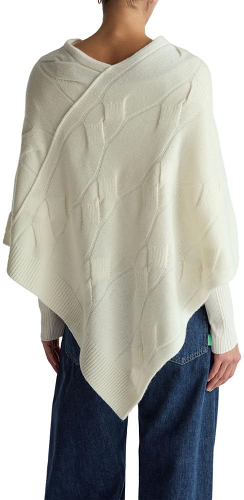 Benetton Maglieria 10K1DU01S Poncho Mantella Bianco
