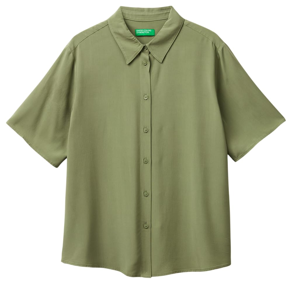 United Colors of Benetton 5WPWDQ0B1 Camicia Donna Verde