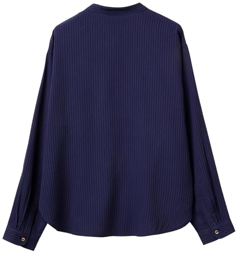 Benetton 5X0VDQ0DD Blusa Blu Viscosa Rigata