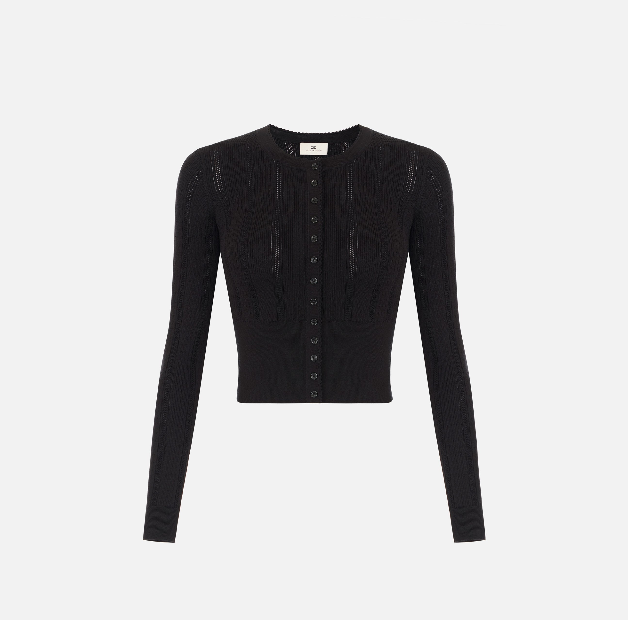 Elisabetta Franchi MK19S66E2 cardigan nero costine