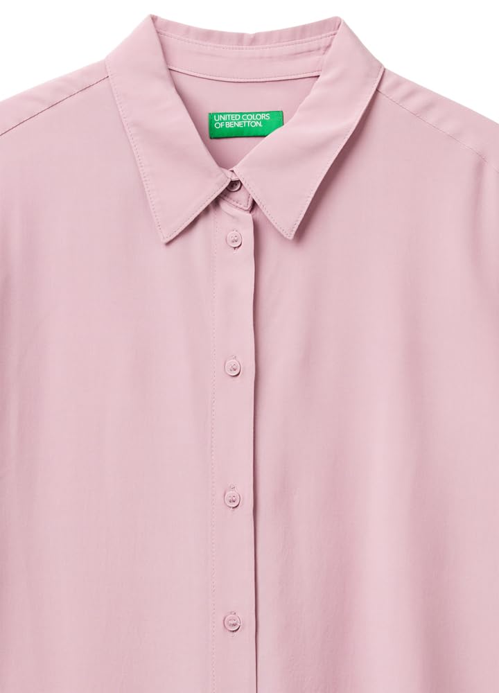 Benetton 5WPWDQ0B1 Camicia Viola Viscosa Regular