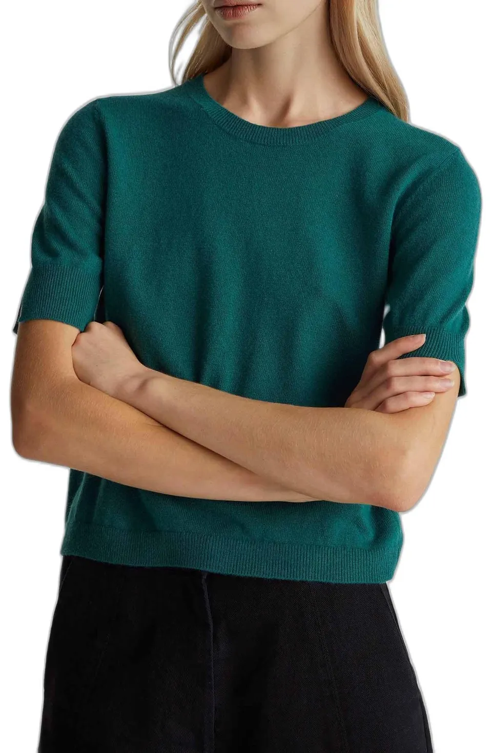 Benetton Maglieria Maglione Donna Verde manica corta regular