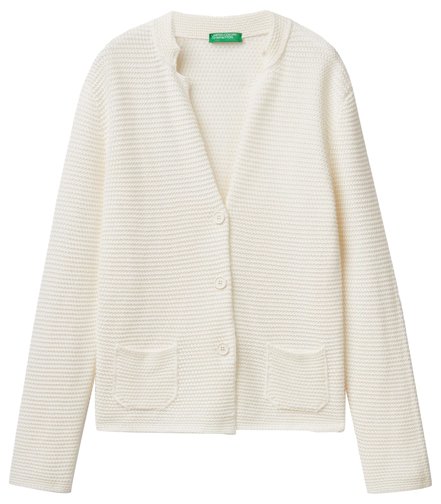 Benetton 1494d6833 Giacca Donna Maglia Bianco Latte XXS