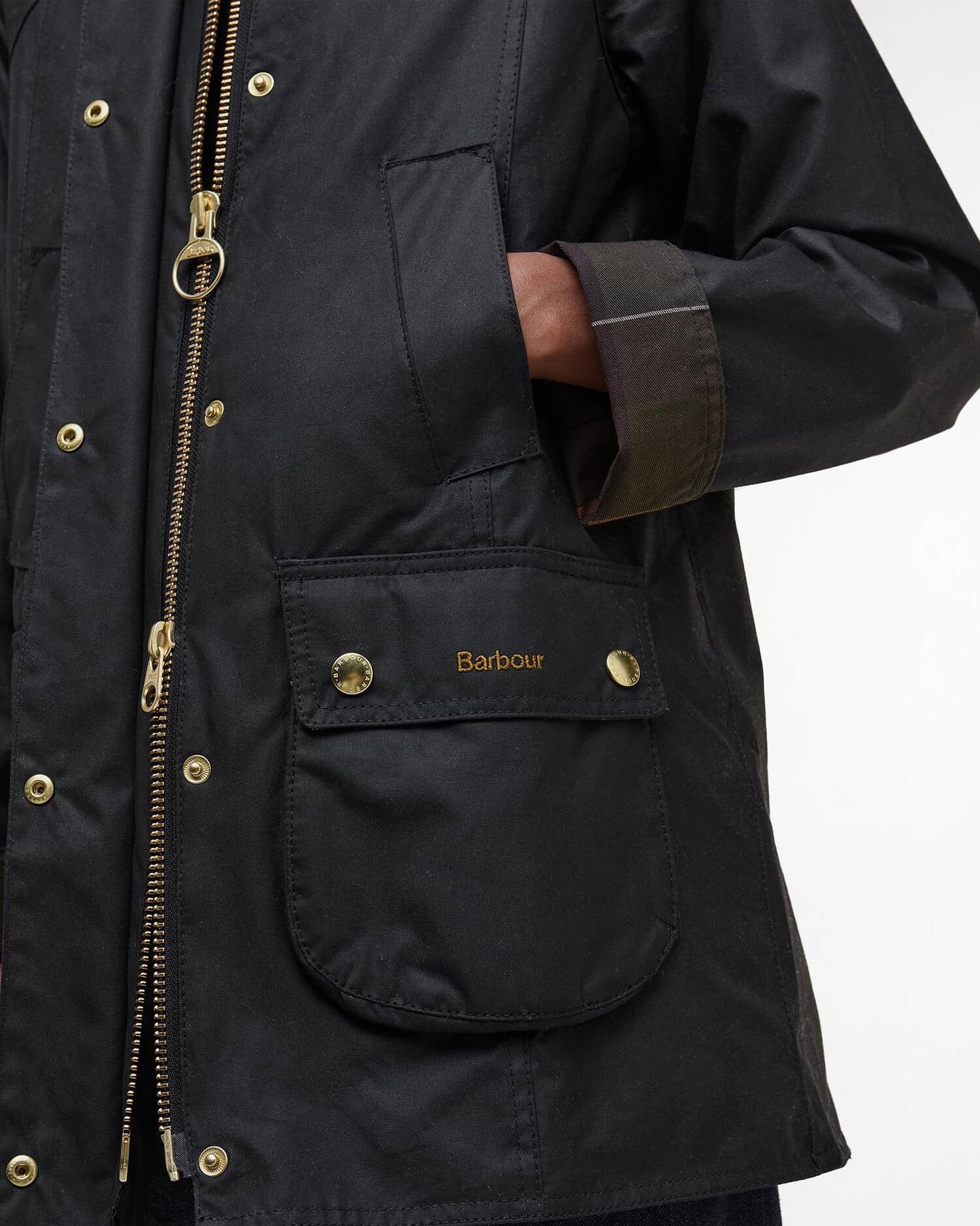 Barbour Modern Beadnell LWX1402 Giacca Donna Nero Cotone Cerato