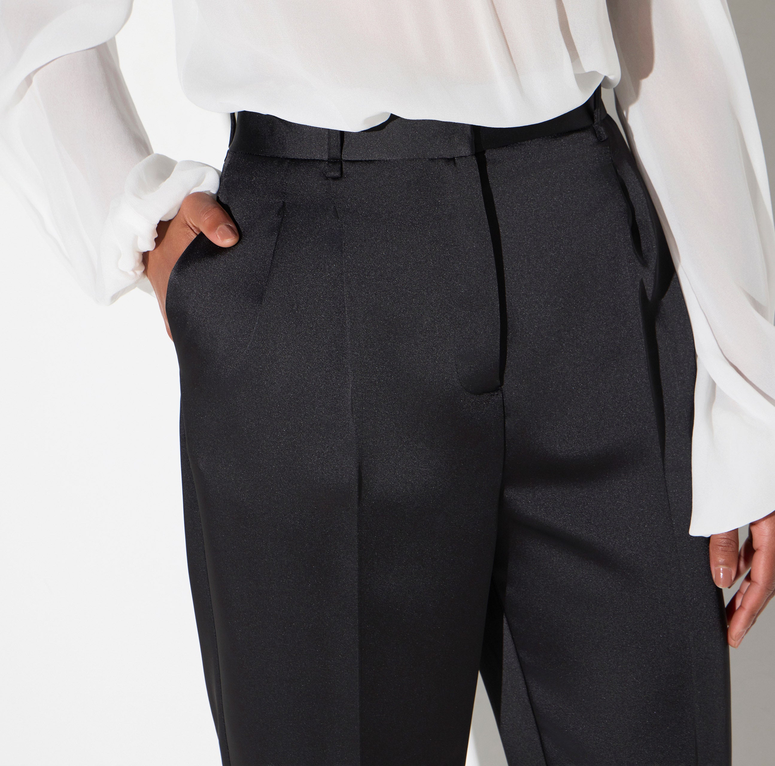 Elisabetta Franchi PA20366E2 pantalone nero raso stretch