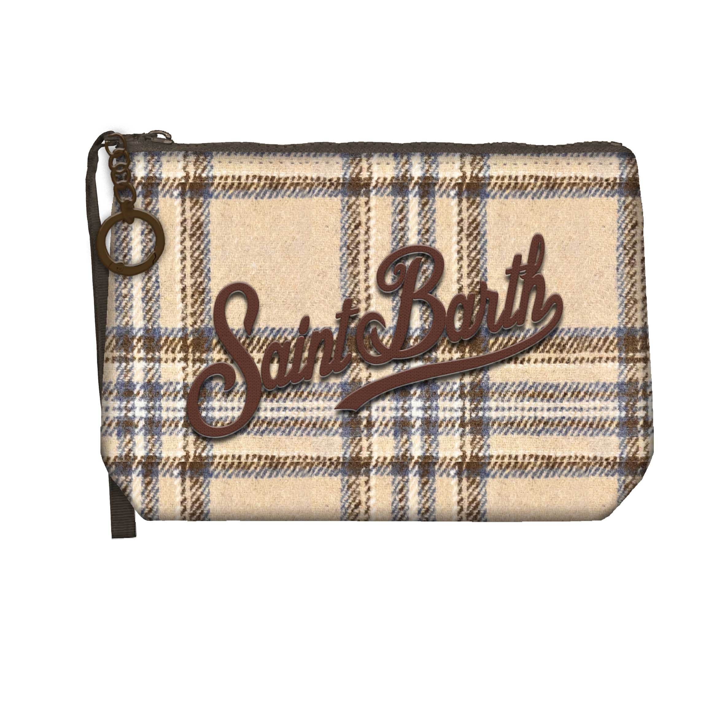 MC2 Saint Barth Aline Mini Wool 00580M Pochette Tartan Beige Marrone