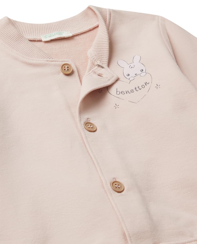 Benetton 3MDSAK017 completo bimbo felpa blu logo bomber