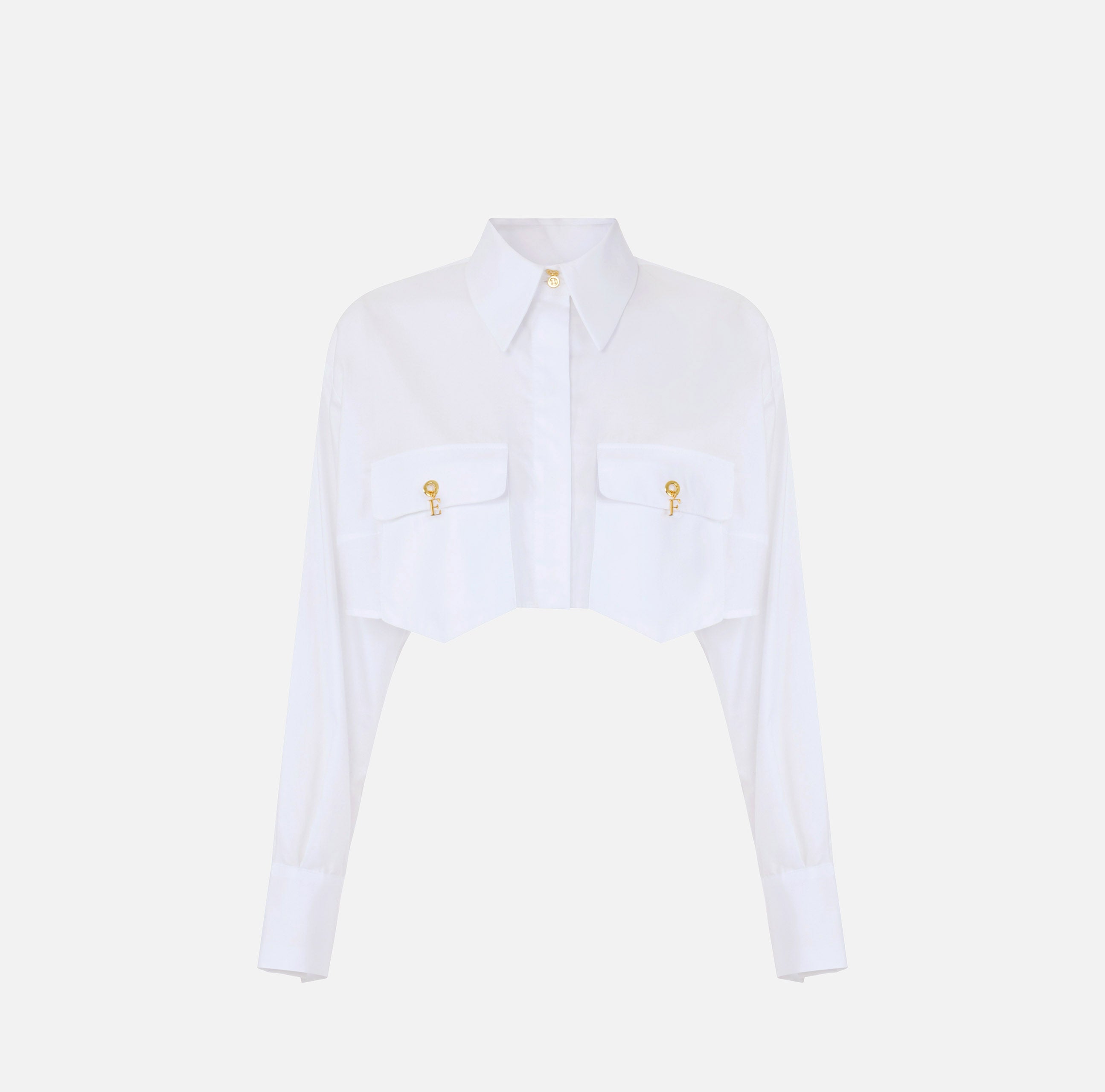 Elisabetta Franchi CA19266E2 camicia cropped bianca cotone