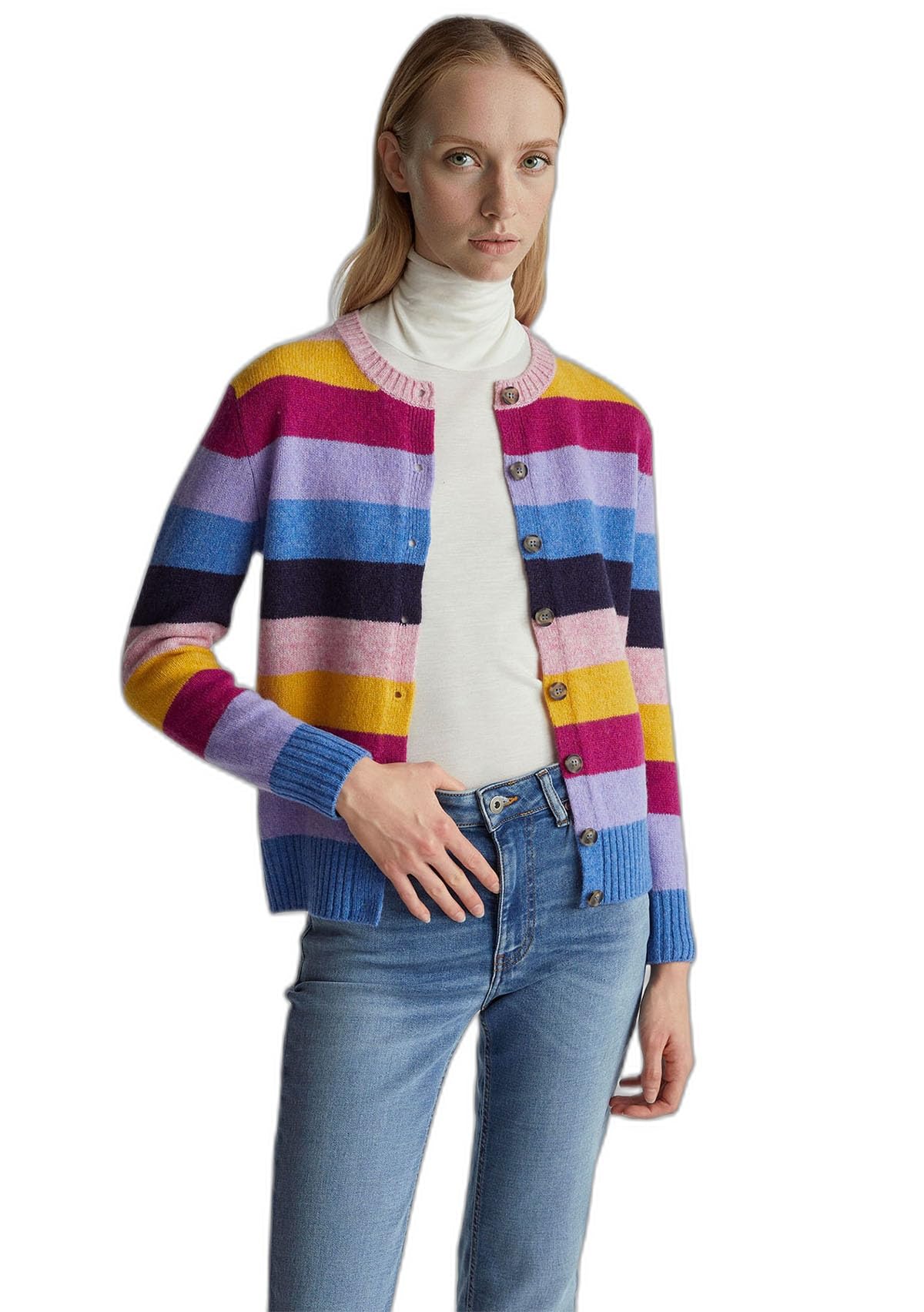 Benetton 103me5014 cardigan donna viola righe