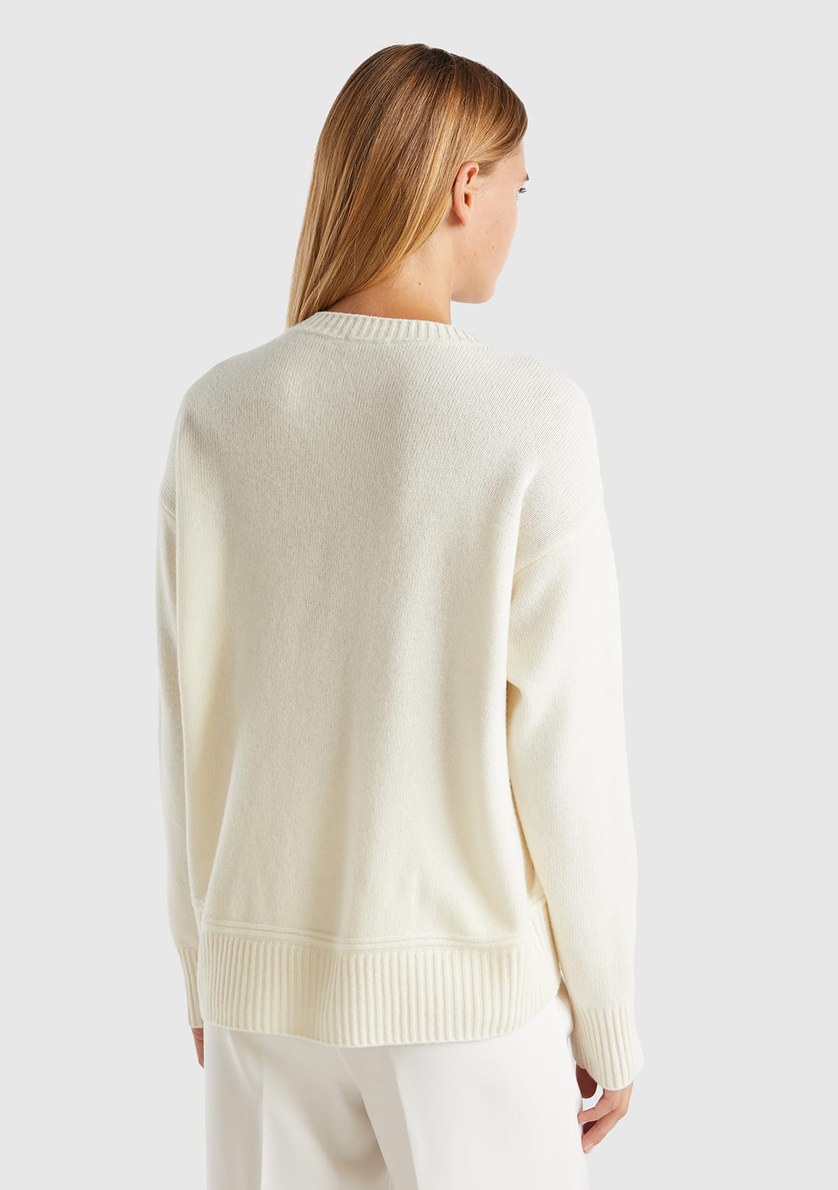 Benetton Maglieria 1244d10bc Maglione Boxy Donna Bianco