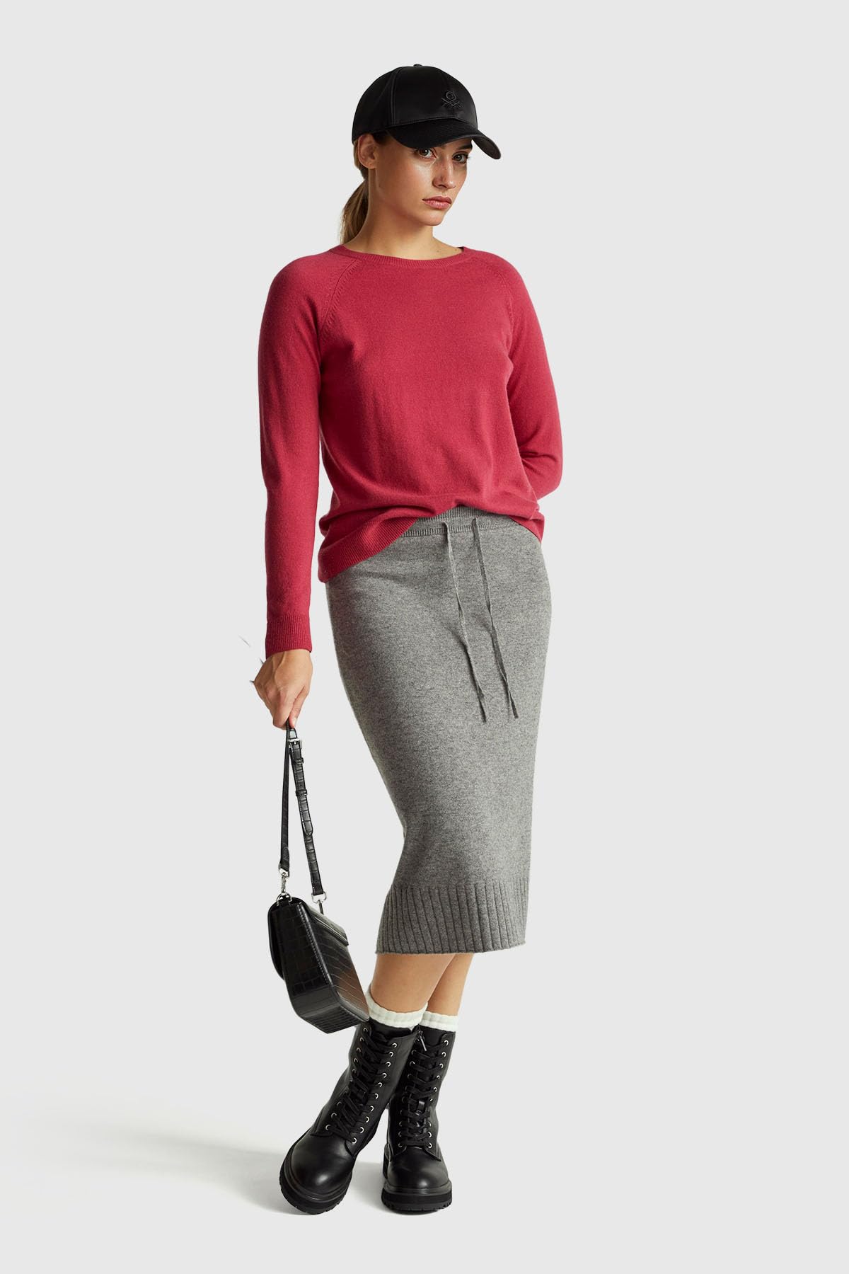 Benetton Maglieria Maglione Donna Girocollo Raglan Lana