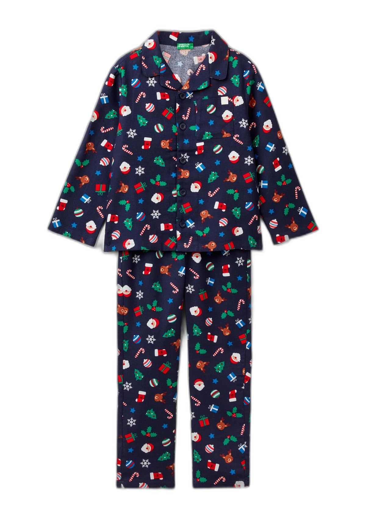 Benetton 4xpr0p008 Pigiama Bambino Flanella Taglia 90