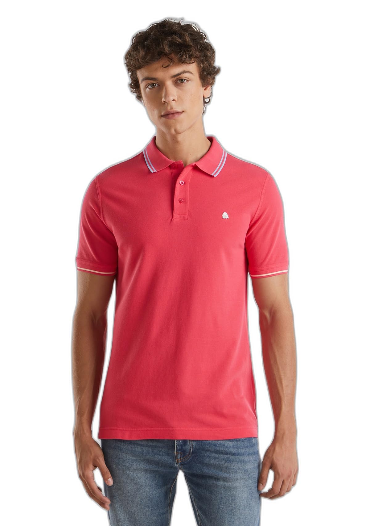 Benetton 3089U301S polo uomo verde regular manica corta