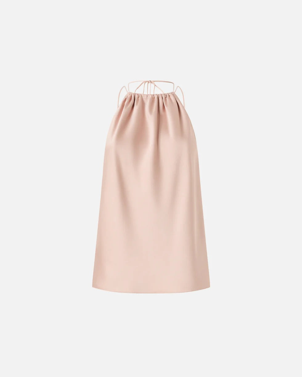 Pinko 106621 A1Y5 Top Satin Donna Rosa Beige Scollo Americana
