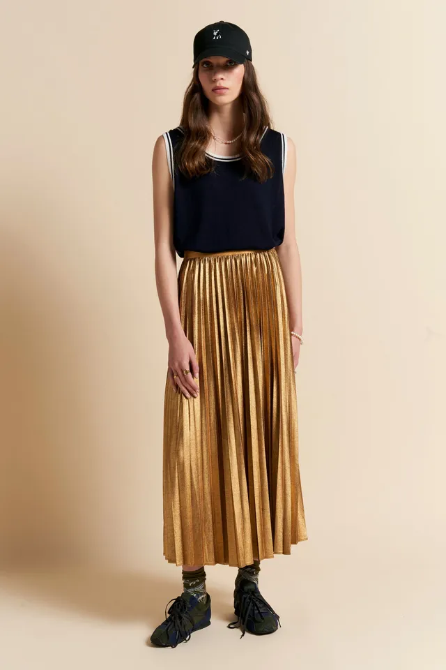 Karen Walker Sunray gonna plissettata oro metallizzato