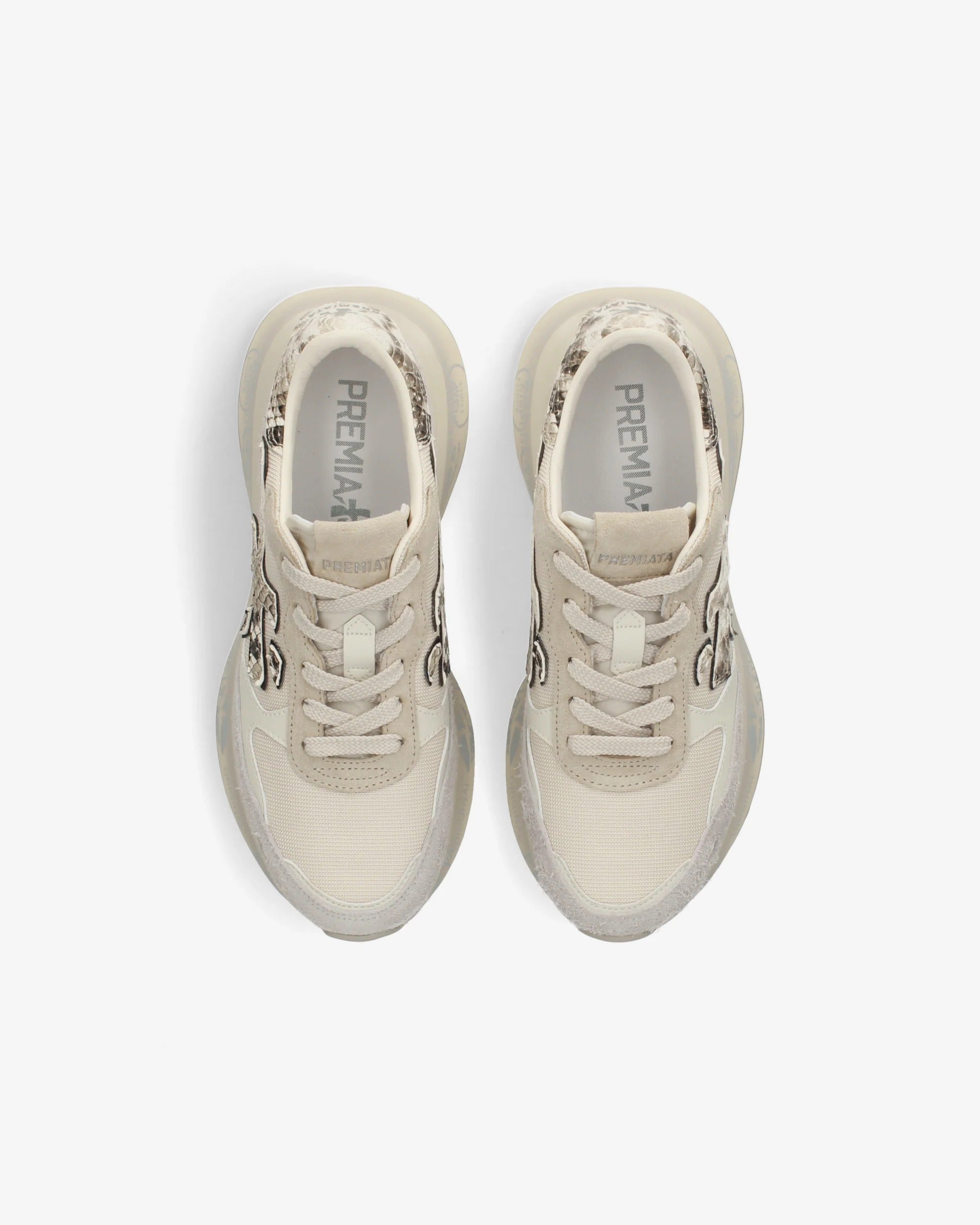 Premiata Lauryn 8183 sneakers nylon bianco beige suola 3cm