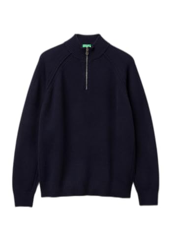 Benetton Maglieria 1006u202b Maglione Blu raglan con zip