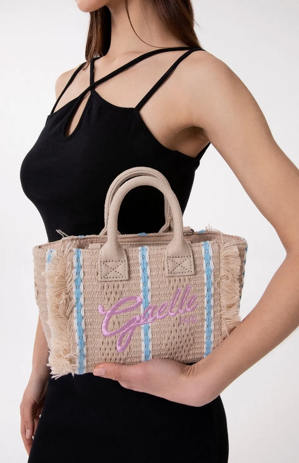 Gaelle Paris GAACW03188 mini shopper Beige maglia cotone