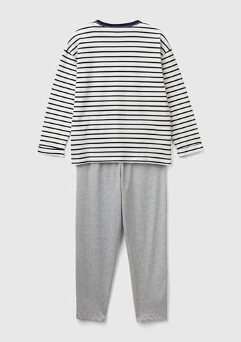 Benetton Pigiama Maglia+Pantalone a Righe Stampa Davanti