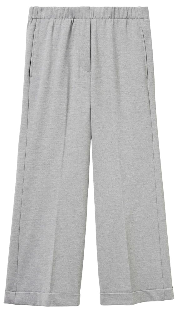 Benetton Pantaloni Donna Interlock Gamba Dritta Nero