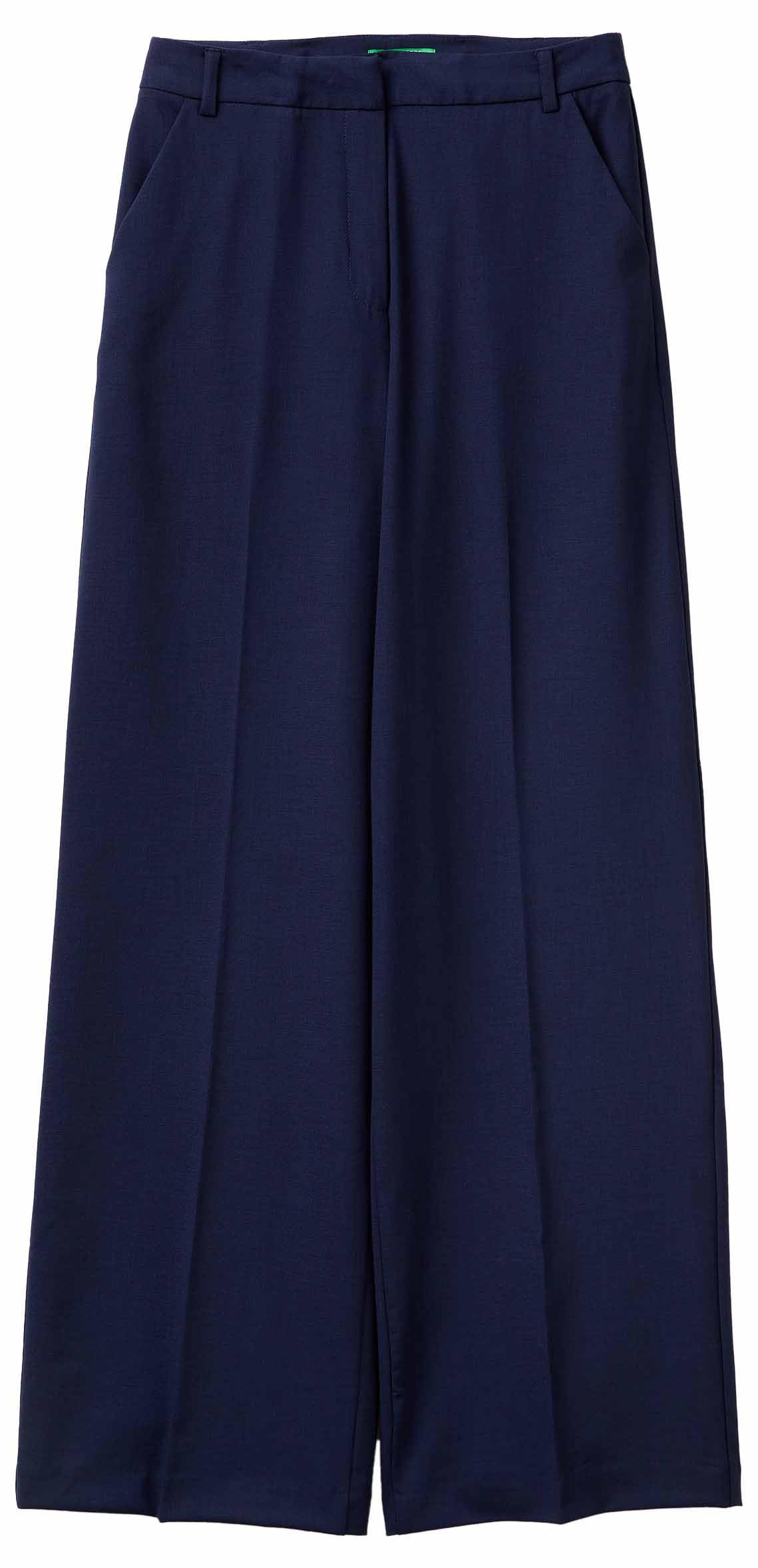 Benetton 4962DF07F pantaloni donna neri gamba ampia