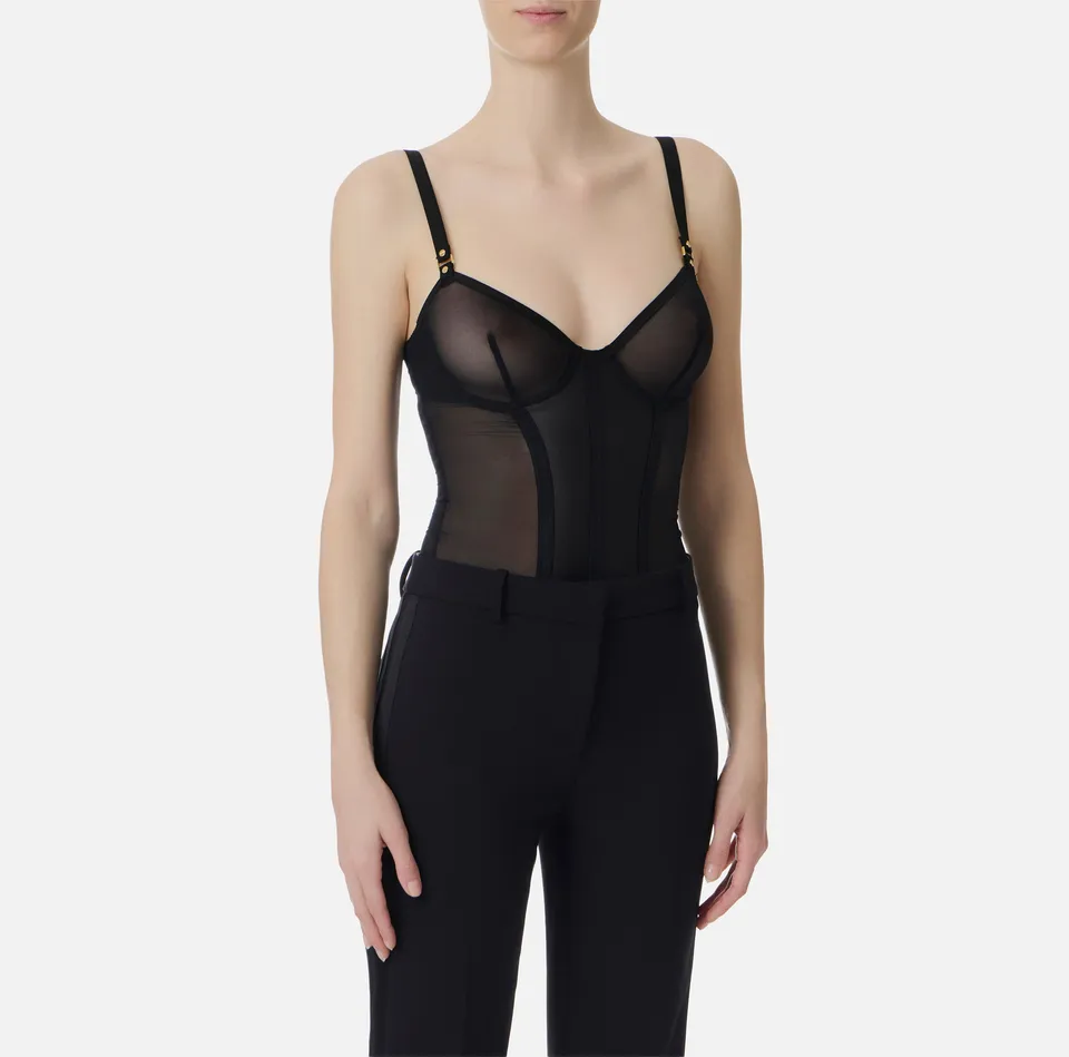 Elisabetta Franchi BO02562E2 body tulle nero taglia 42