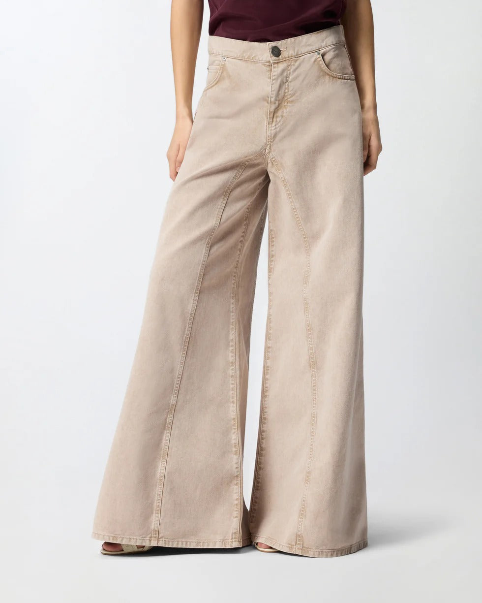 Pinko Jeans Winona Wide Leg 106462 A364 beige vita alta