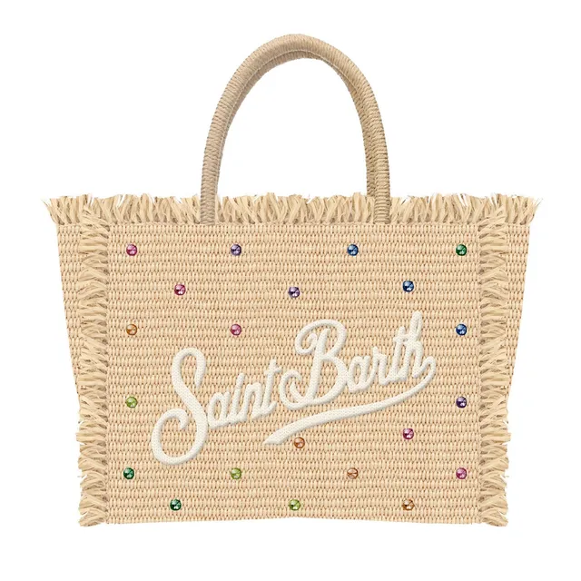 MC2 Saint Barth Colette Straw Borsa Paglia Beige Strass