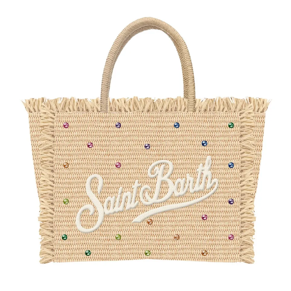 MC2 Saint Barth Colette Straw Borsa Paglia Beige Strass