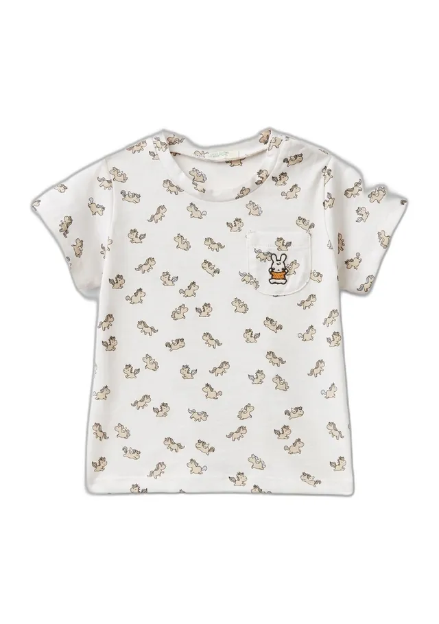 Benetton 39UMA104B T-shirt Bimbo Taglia 50 Jersey Cotone