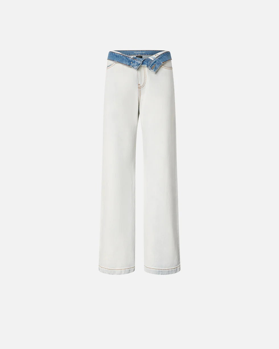 Pinko Wanda 106383 A34X Jeans Donna Azzurro Wide Leg
