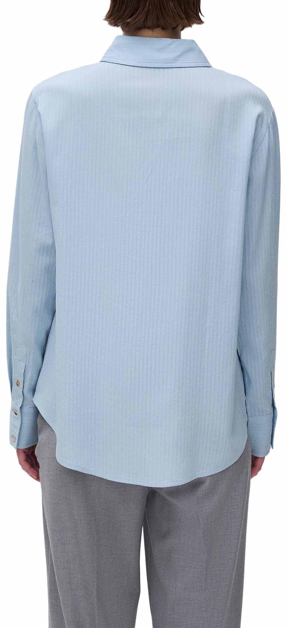 Benetton 5x0vdq0dc Camicia Donna Blu a Righe