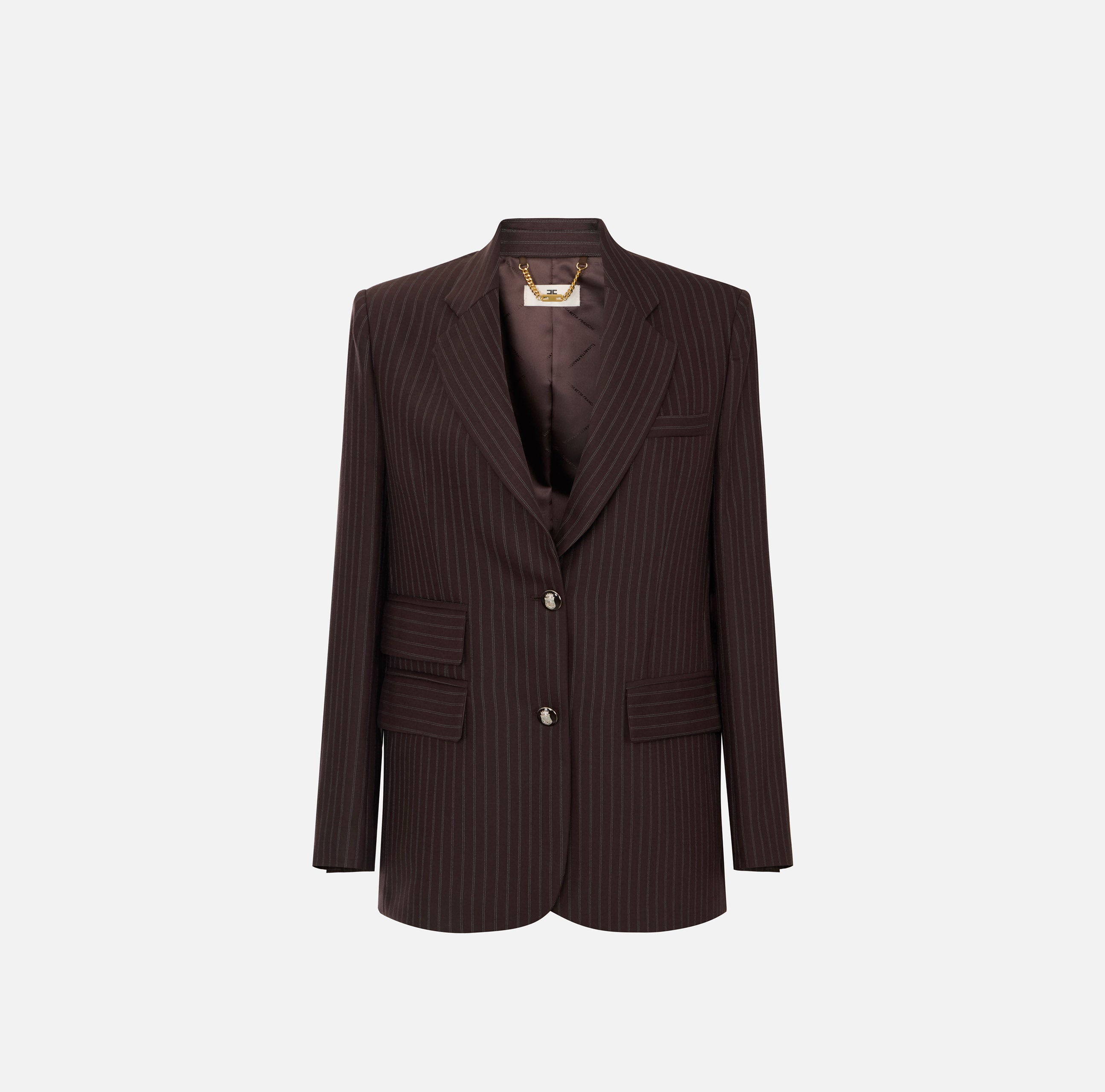 Elisabetta Franchi GI24766E2 Giacca Lana Dark Chocolate