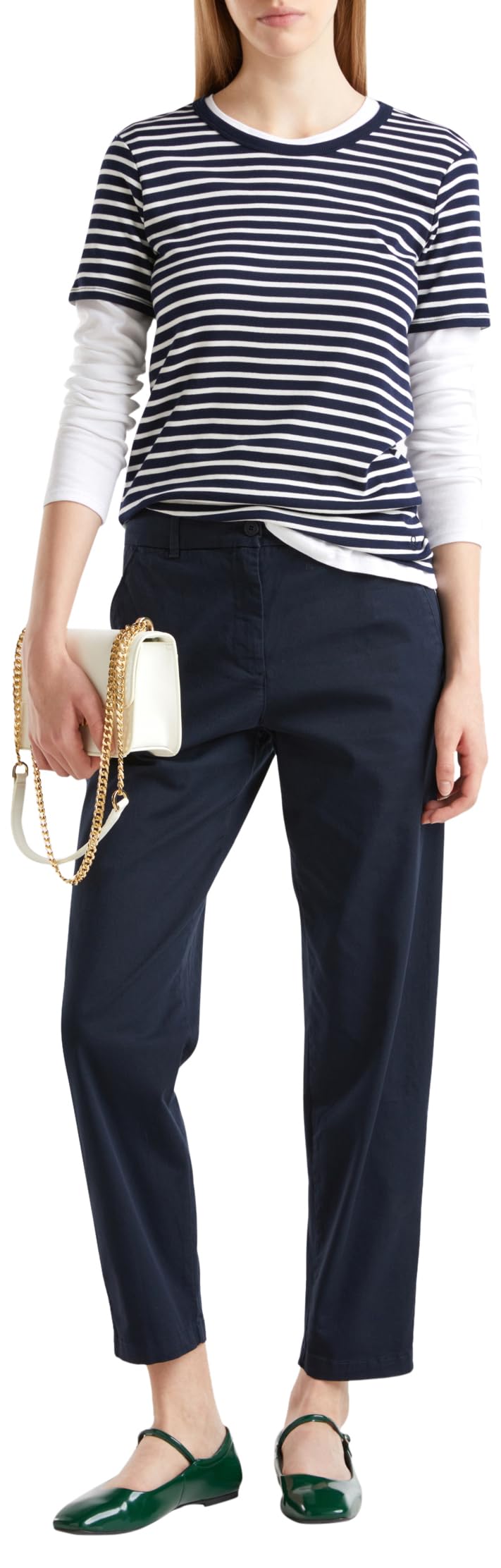 Benetton 4gd7df06u pantaloni donna taglia 42 gabardina stretch