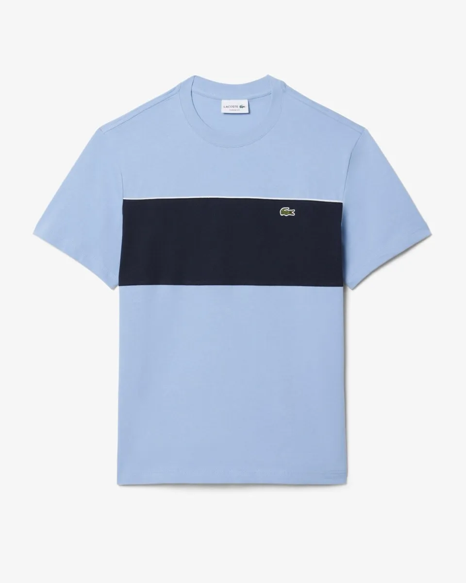 Lacoste TH0896 t-shirt uomo bleu clair color block