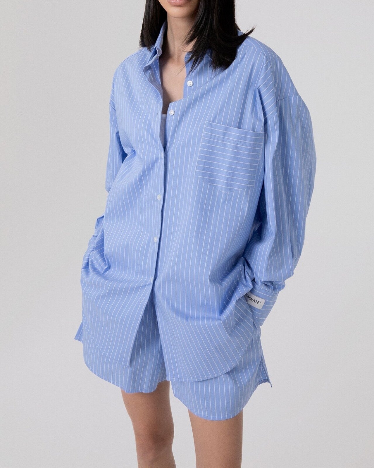 Hinnominate HMABW02600 camicia donna azzurro righe