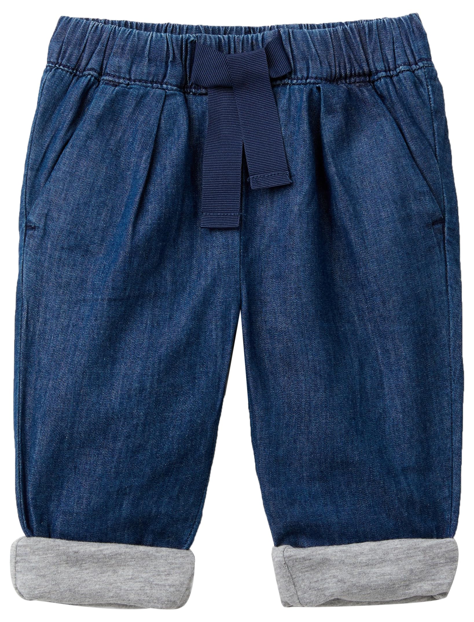 Benetton Pantaloni Neonato Denim Chambray Taglia 56 Tasche