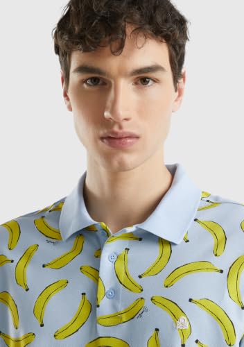 Benetton Polo Uomo Regular Allover Tre Bottoni Taglia S
