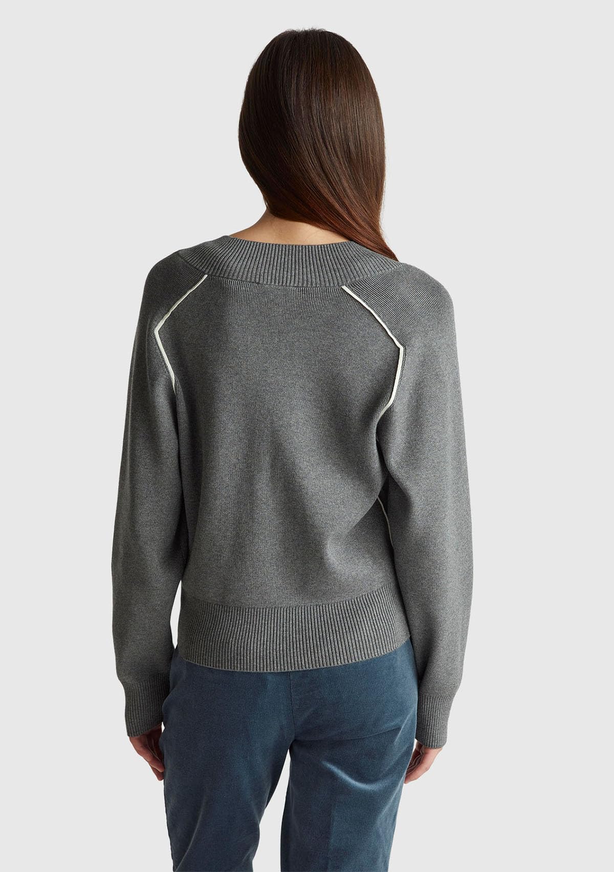 Benetton 17q3d403j Maglione Donna S scollo a V boxy