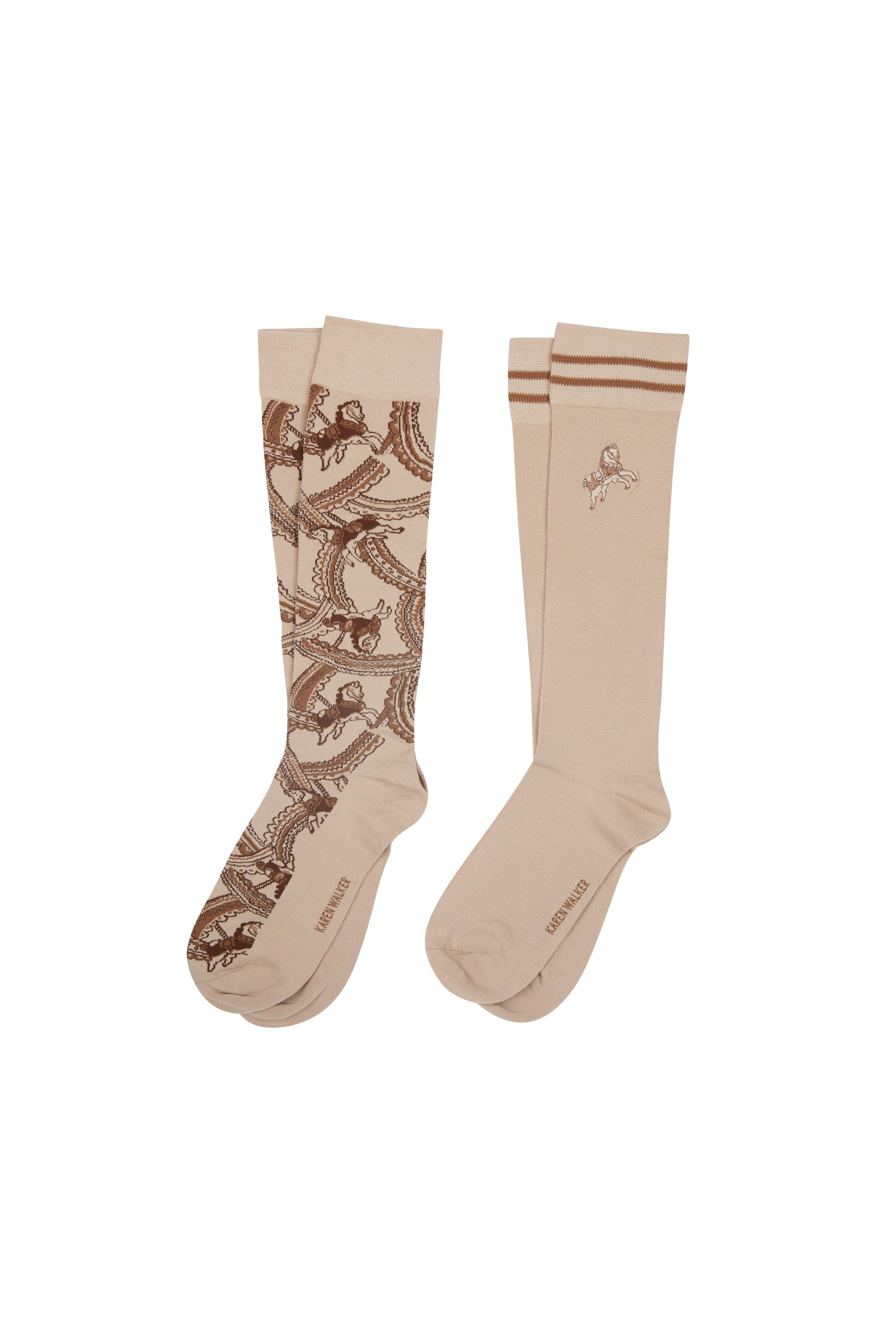 Karen Walker Carousel Calze alte 2 pack crema