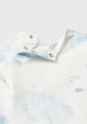 Benetton Bimbo Tuta Felpa Bianco 2 Pezzi Ricamo Orecchie
