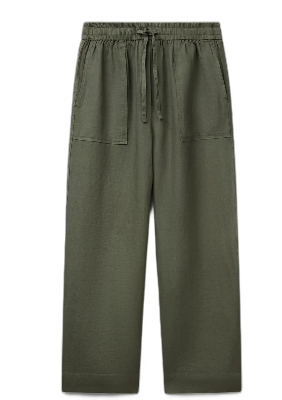 Benetton 4AGHDF08J Pantalone Donna Lino Verde