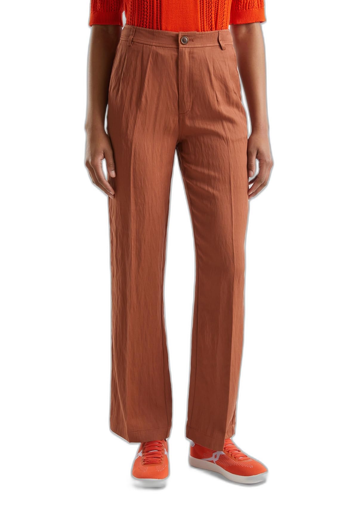 Benetton 47ozdf06f pantaloni donna beige 36 vita alta