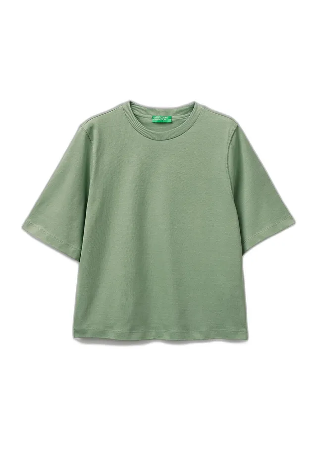 Benetton T-Shirt Donna Jersone Boxy Manica Gomito
